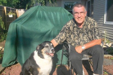 Photo of author, Lee Pullen with his dog, TG